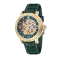 Men Green Skeleton Dial Leather Straps Analogue Watch ES-8011-09