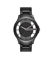 Men Black Dial & Stainless Steel Bracelet Straps Analogue Watch AX2189