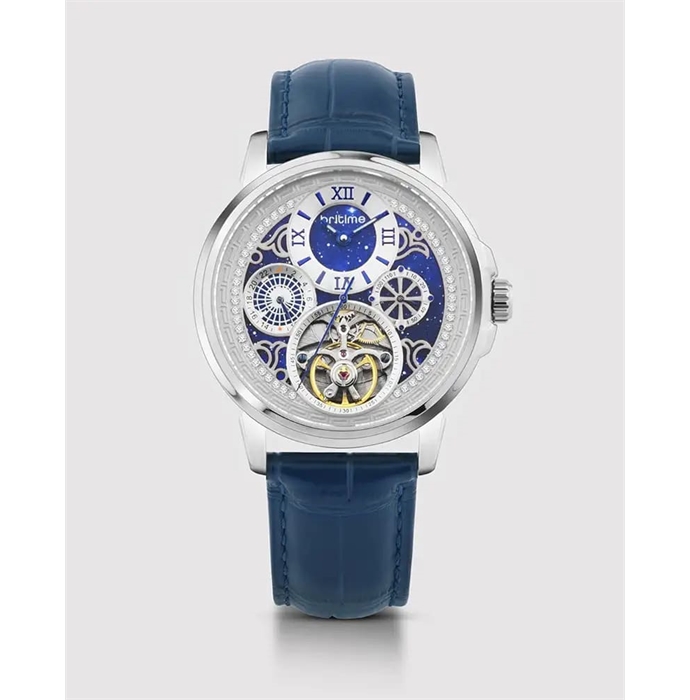 Aquatica Men Automatic Blue Dial Multi-Function Leather Watch 274-L10507
