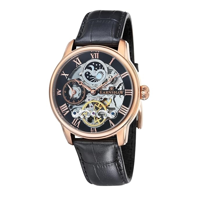 ES-8006-07 Longitude Automatic Skeleton Dual Time Multifunction Watch for Men