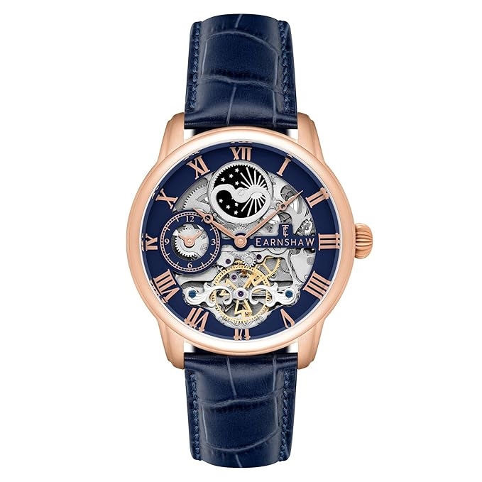 ES-8006-0A Longitude Automatic Skeleton Moonphase Dual Time Watch For Men