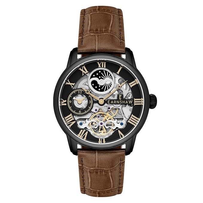ES-8006-10 Longitude Automatic Skeleton Dual Time Multifunction Watch for Men