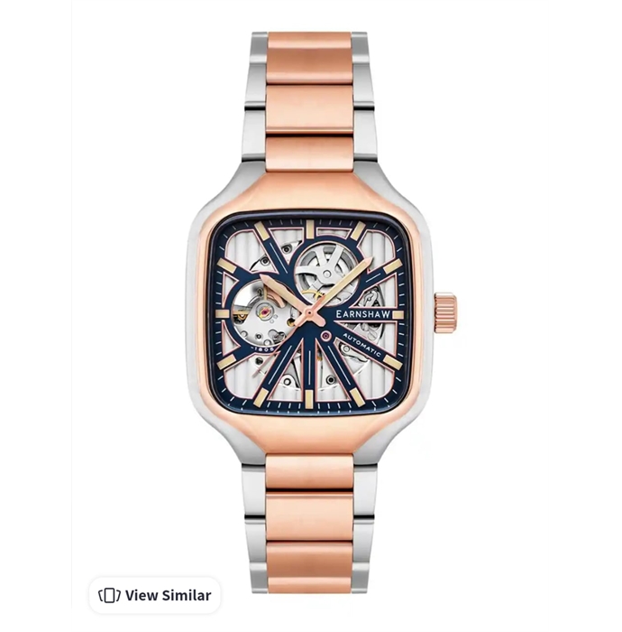 Men Brass Skeleton Bracelet Style Analogue Automatic Motion Watch ES-8294-88-Blue