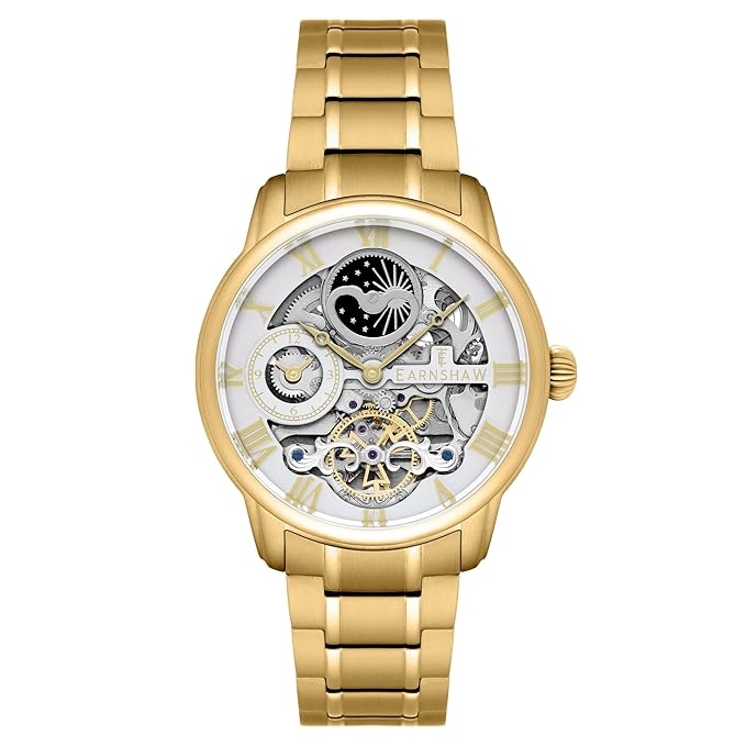 Men White Skeleton Dial Bracelet Style Straps Analogue Automatic Watch ES-8006-22