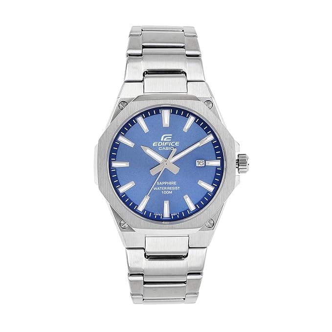 Men EDifice EFR-S108D-2AVUDF Blue Analog Dial Silver Stainless Steel Band ED602