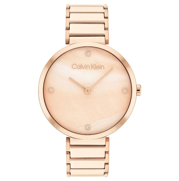 Minimalistic T-Bar Women Quartz Rose Gold Dial Analog Stainless Steel Watch 25200429