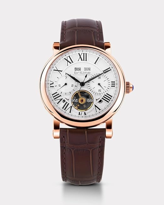 Motion Men Automatic Silver Dial Multi-Function Leather Watch 323-L30308