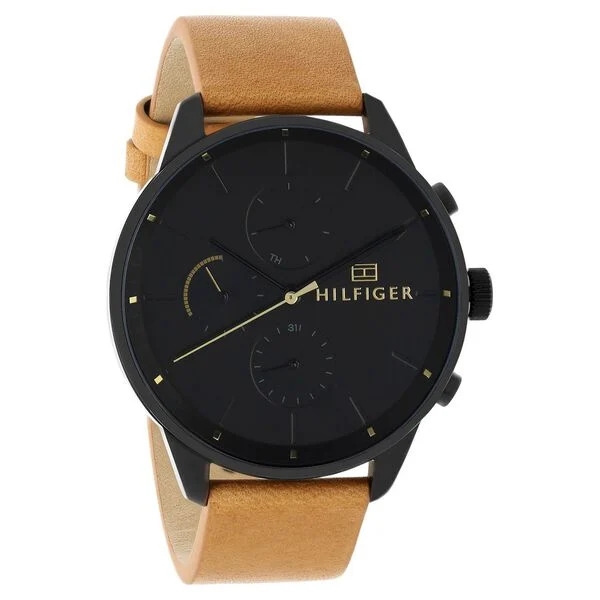 Tommy Hilfiger Quartz Multifunction Black Dial Leather Strap Watch for Men ncth1791486w